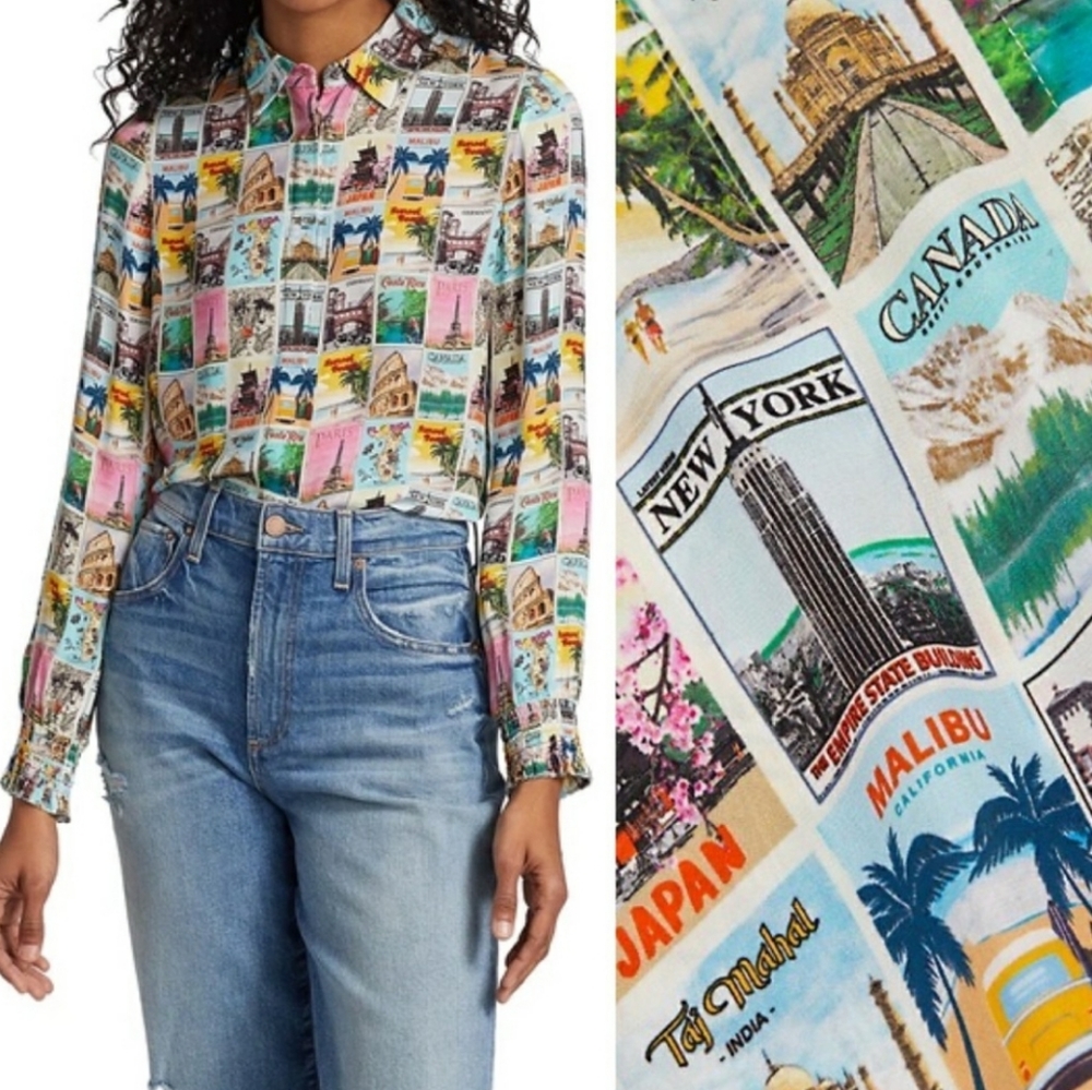 Alice + Olivia Willa Postcard Blouse - Size M